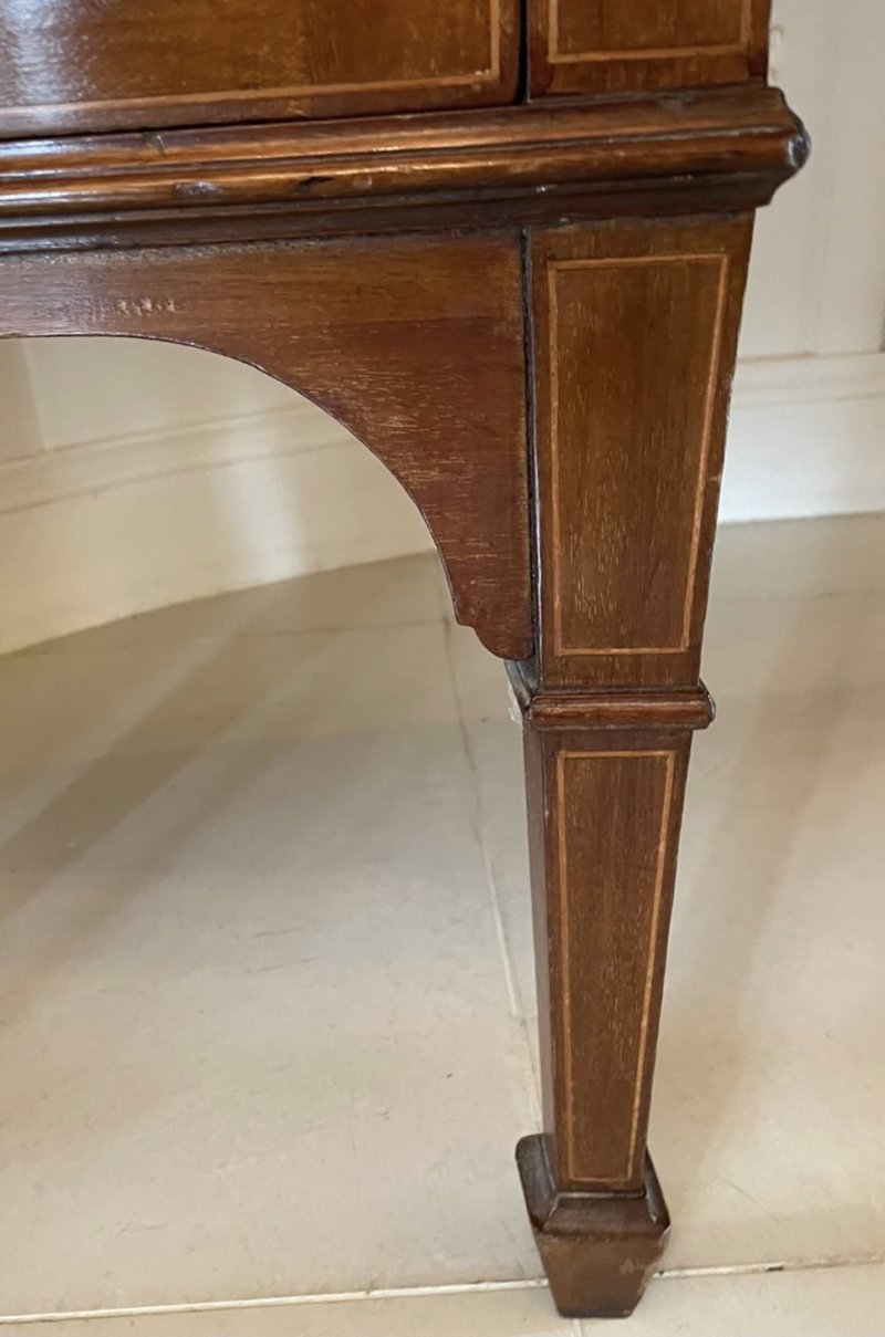 Quality Antique Edwardian Inlaid Mahogany Bow Fronted Sideboard - Image 11